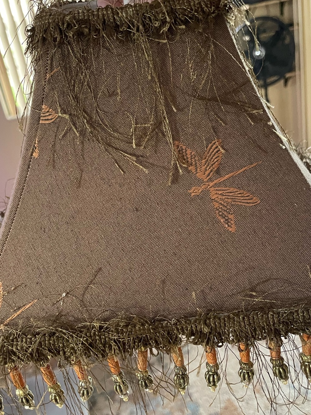 Dragonfly Lamp Shade Eyelash Fringe & Beads